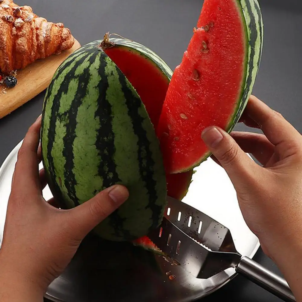 Stainless Steel Fruit Cutter Stainless Steel Watermelon Slicer with Ergonomic Handle Triangle Fruit Cutter for Watermelon