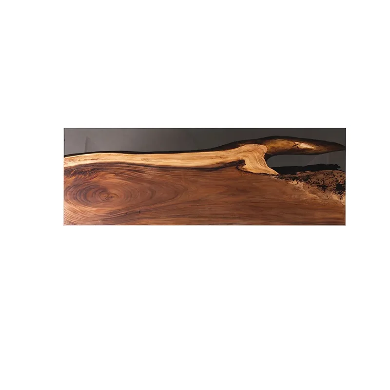 Resin river table, solid wood teak desk, new Chinese wave resin