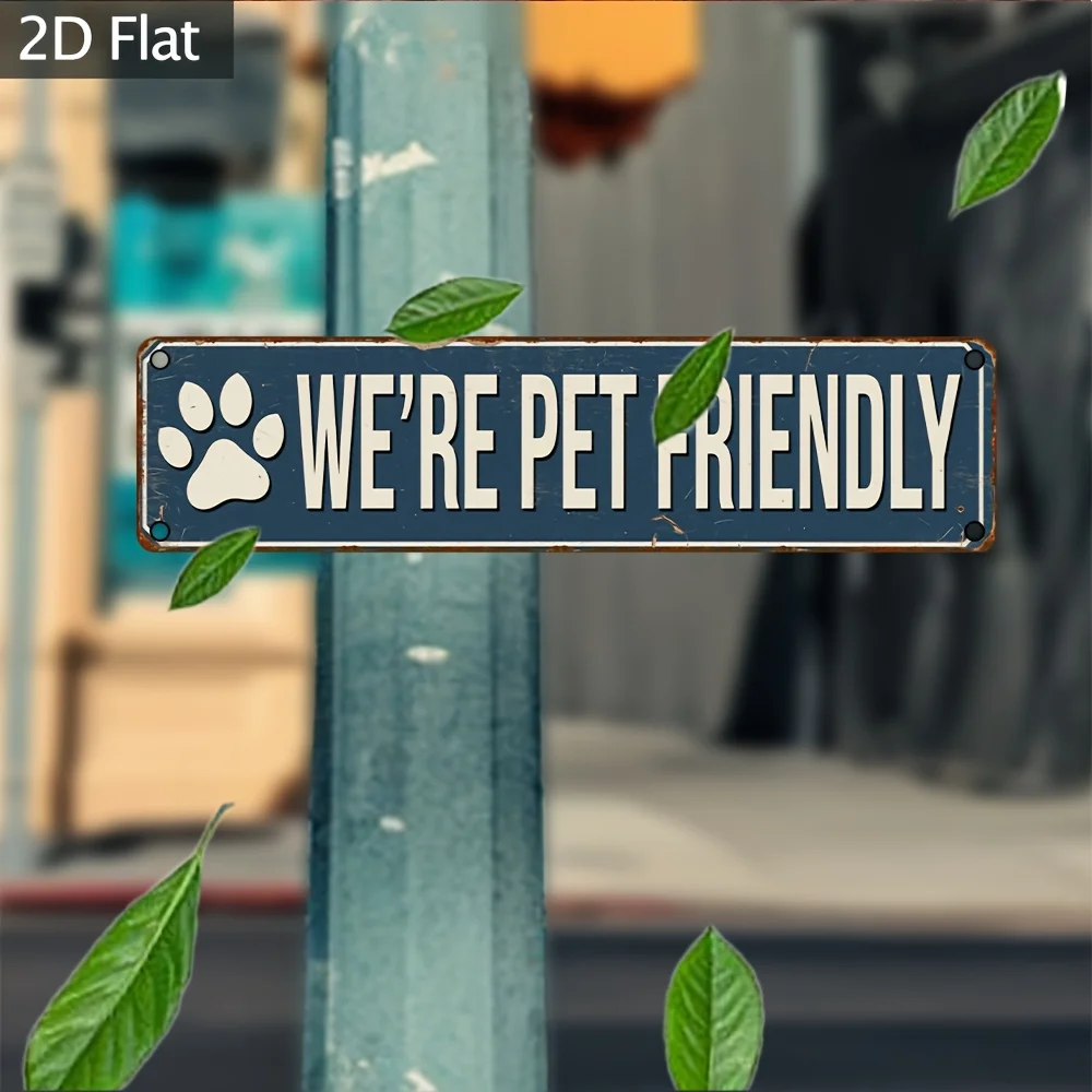 Rustic 2D Aluminum Dog Paw Print Metal Sign, Pet Friendly Wall Decor for Dog House, Cabin, Bar, Unique Gift for Dog Lovers