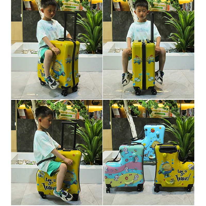 Wholesale 10-Pieces Child Suitcases Travel Can Sit and Ride on Trolley Luggage Kids Cartoon Cute 20\