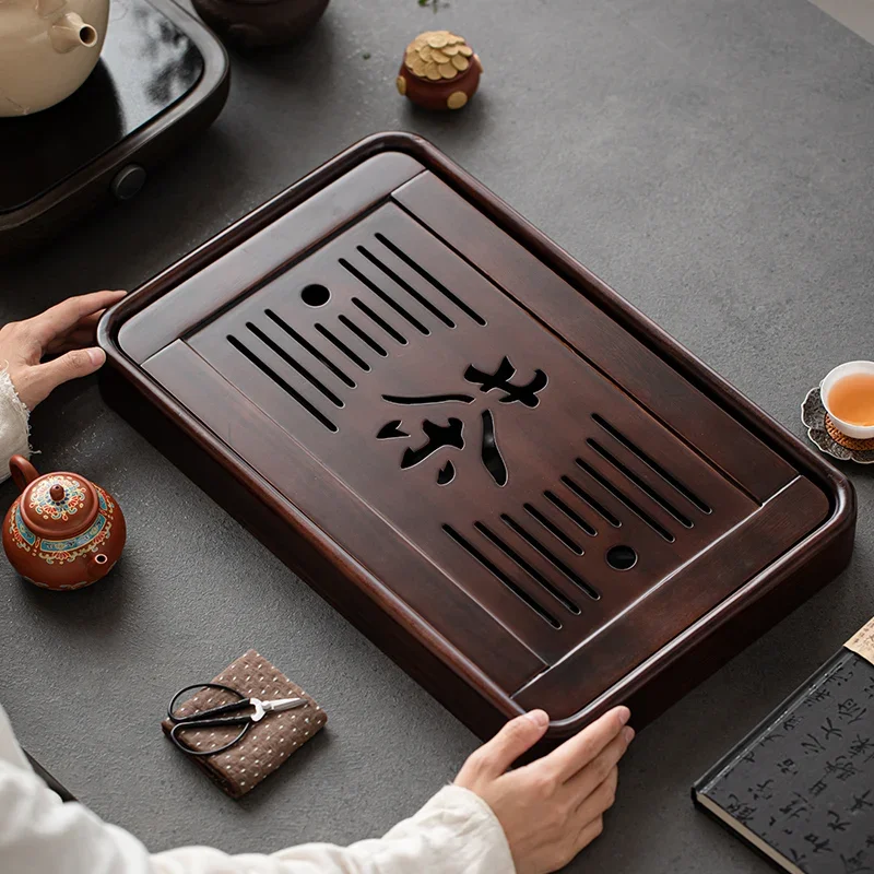 Solid wood high-end exquisite tea tray household 2024 new Kung Fu  set drainage drain dry brewing table small tea sea