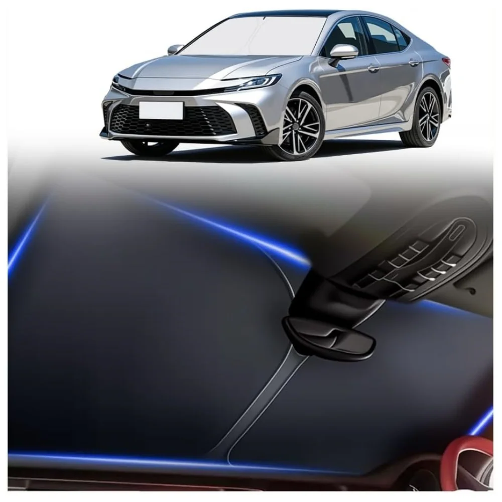 Foldable Cloth Windshield Sun Shade With Storage Bag Heat Blocking For Toyota Camry 2025-2026
