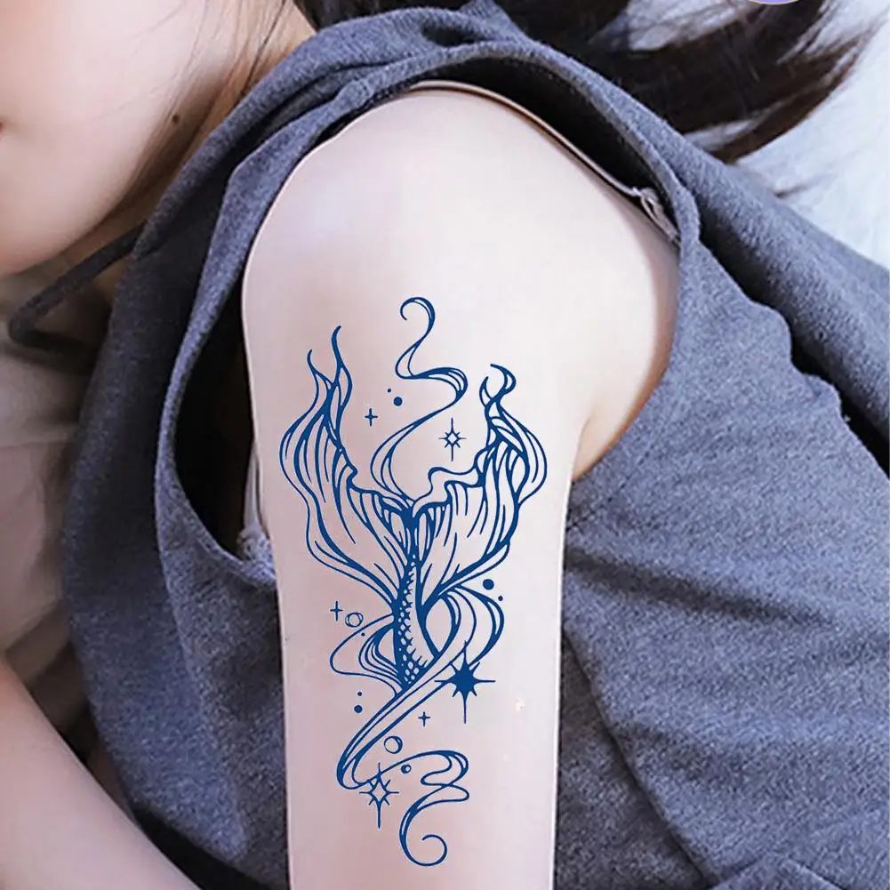 Semi-Permanent Waterproof Temporary Tattoo Stickers Wing Feather Genipin Herbal Juice Lasting Ink Fake Arm Shoulder Waist Tatoo