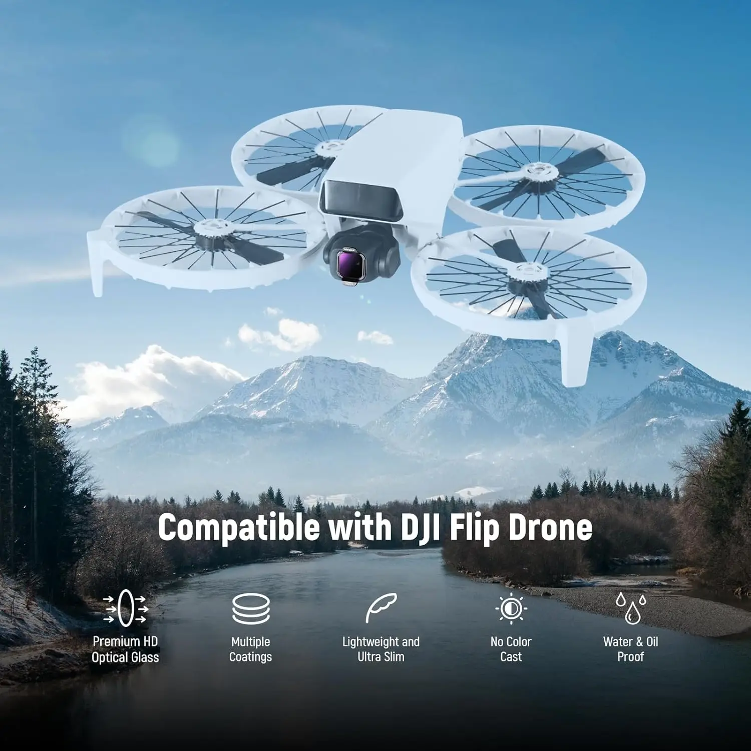 NEEWER ND-Filter-Set für DJI Flip/Lito X1 Drohne, aufsteckbares HD-Filter-Kit mit neutraler Dichte und zirkularer Polarisierung für Objektivfilter – Detail 1