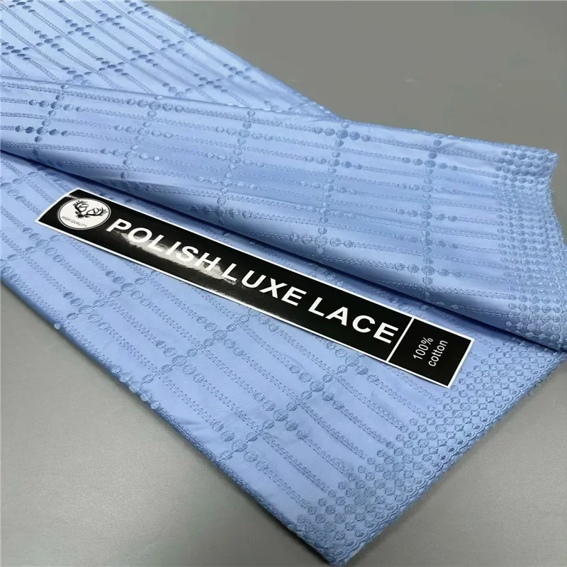 

5 Yards Nigerian 100% Cotton Polish Satin Embroidery Fabric High Quality Swiss Voile Lace Material For Men Dubai Style 10L150901