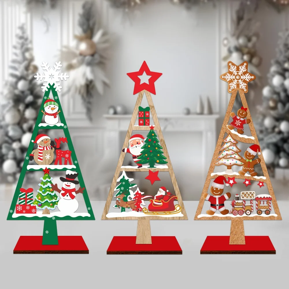 Christmas Tree Wood Signs Santa Claus Xmas Tree Hanging Ornament Merry Christmas Decorations For Home Navidad 2025 New Year Gift