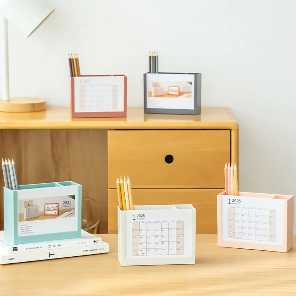 2025 Calendar Desk Calendar Organizers Creative Multi-Function Desktop Stationery Organizer Durable Reusable