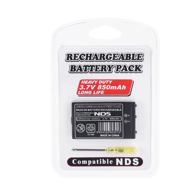 850mah 3.7V Rechargeable Lithium Battery Pack for Nintendo DS NDS Replacement Batteries with Mini Screwdriver