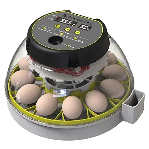 

KEBONNIXS 12 Egg Incubator with Humidity Display, Egg Candler, Automatic Egg Turner, for Hatching Chickens