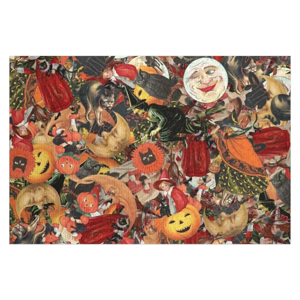 

Vintage Halloween Collage Jigsaw Puzzle Personalized For Kids Customs With Photo Personalize Puzzle