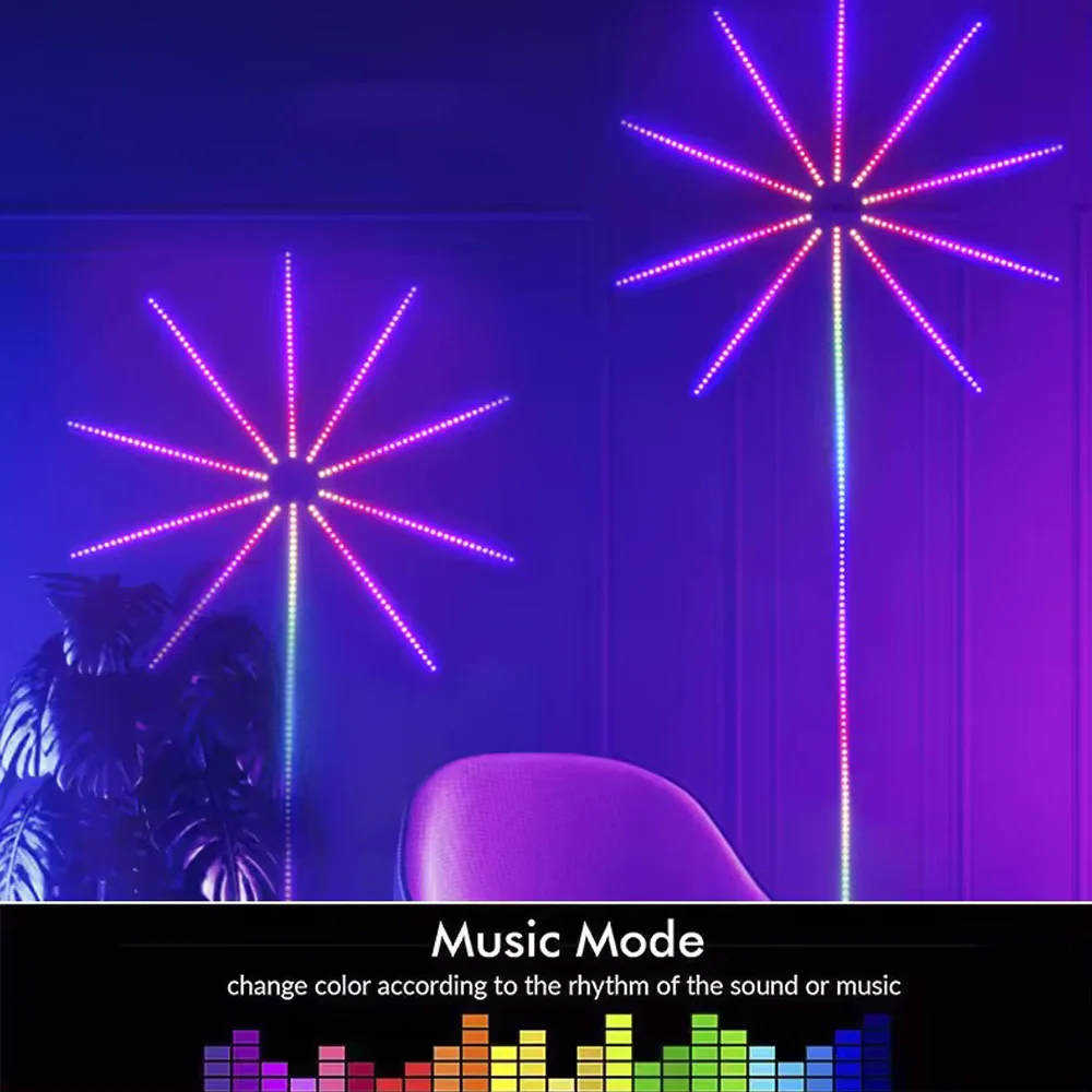 Imagem -04 - Rgb Firework Led Strip Light Bluetooth Smart App Control Neon Strip Usb 5v Smart Lamp Sync Music Decoração de Natal