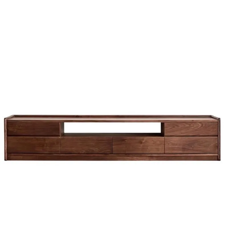 

North American black walnut TV cabinet master design solid wood living room floor cabinet combination drawer storage cabinet