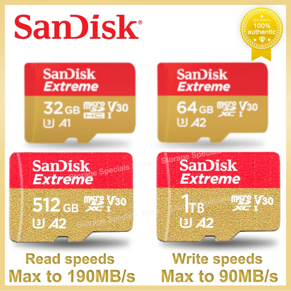 SanDisk Micro SD Card Extreme microSDXC Memory Card UHS-I A2 U3 4K Video High Speed MicroSD Card for Camera GoPro DJI Nintendo