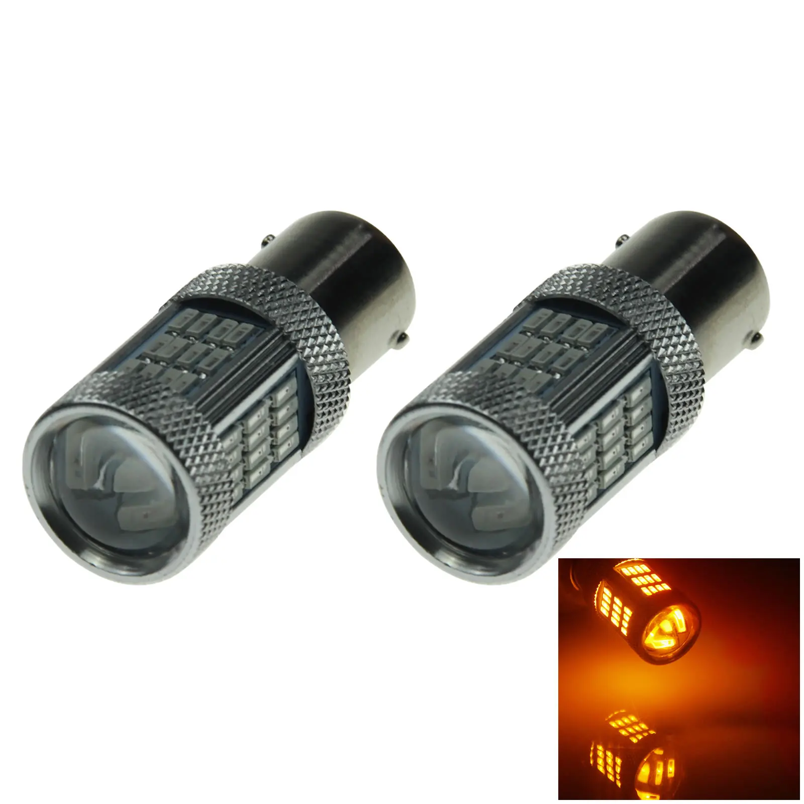 2x Yellow Car 1156 Instrument Light Bayonet Blub 54 Emitters 4014 SMD LED 1129 3497 Z20158