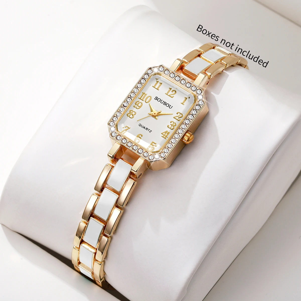 Elegant Crystal Rectangle Women Watches Fashion Bracelet Strap Ladies Dress Quartz Wristwatches Relogio Feminino（Without Box）