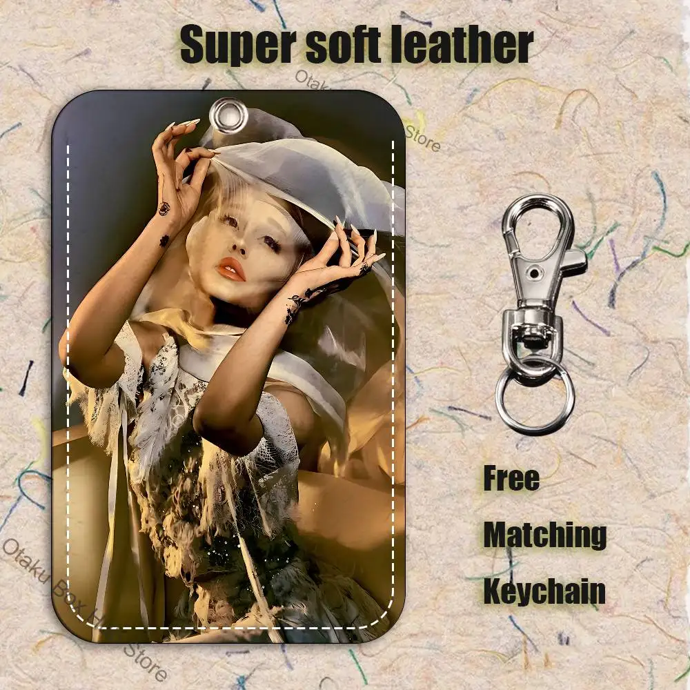 المغني A-Ariana G-GrandeS نمط 1 قطعة بولي Leather حامل بطاقة جلدية المفاتيح حلقة رئيسية قفل الباب الوصول العلامات حافظة بطاقات الهوية بطاقة المفاتيح