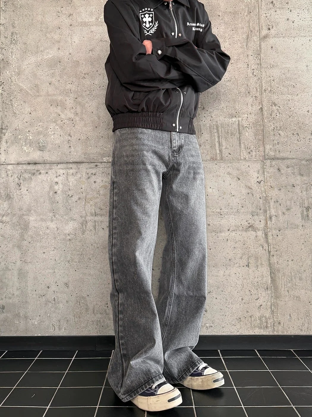 

Waed American Vibe Retro ing Must Sea Gull Line Straight Leg Jeans Men's Slimming High Rise Long Pants