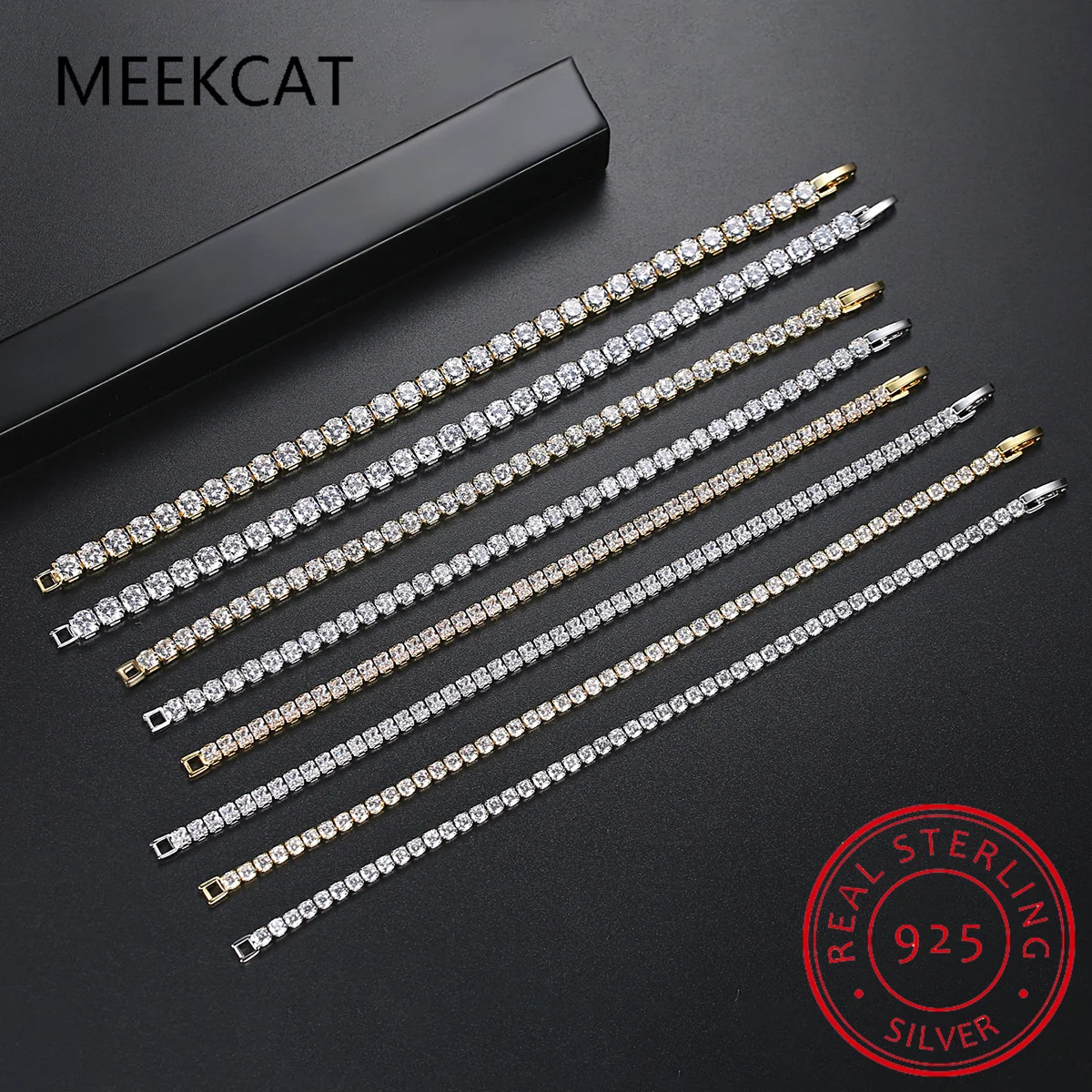 Real 925 Silver Classic 15-21CM Tennis Bracelets Jewelry 2mm 3mm 4mm 5A Zironia Eternal Wedding Luxury Sterling Silver Bracelet