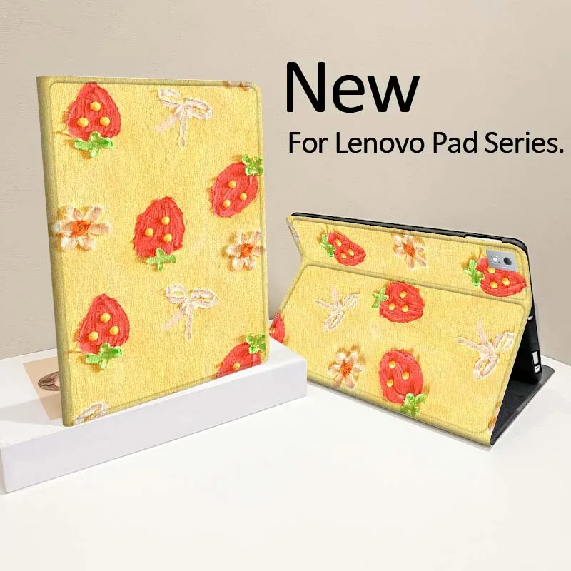 

Strawberry Sweet Pattern For Lenovo Tab Xiaoxin Pad 700 Y900 Gen4 K10 P11 GT K11 3rd P11 P12 Plus Pro Gen Tablet Case