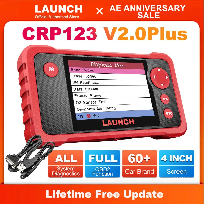 LAUNCH X431 CRP123 V2.0 plus OBD2 Professional Automotive Scanner Engine Code Reader all system Car Diagnostic Tool Free Update