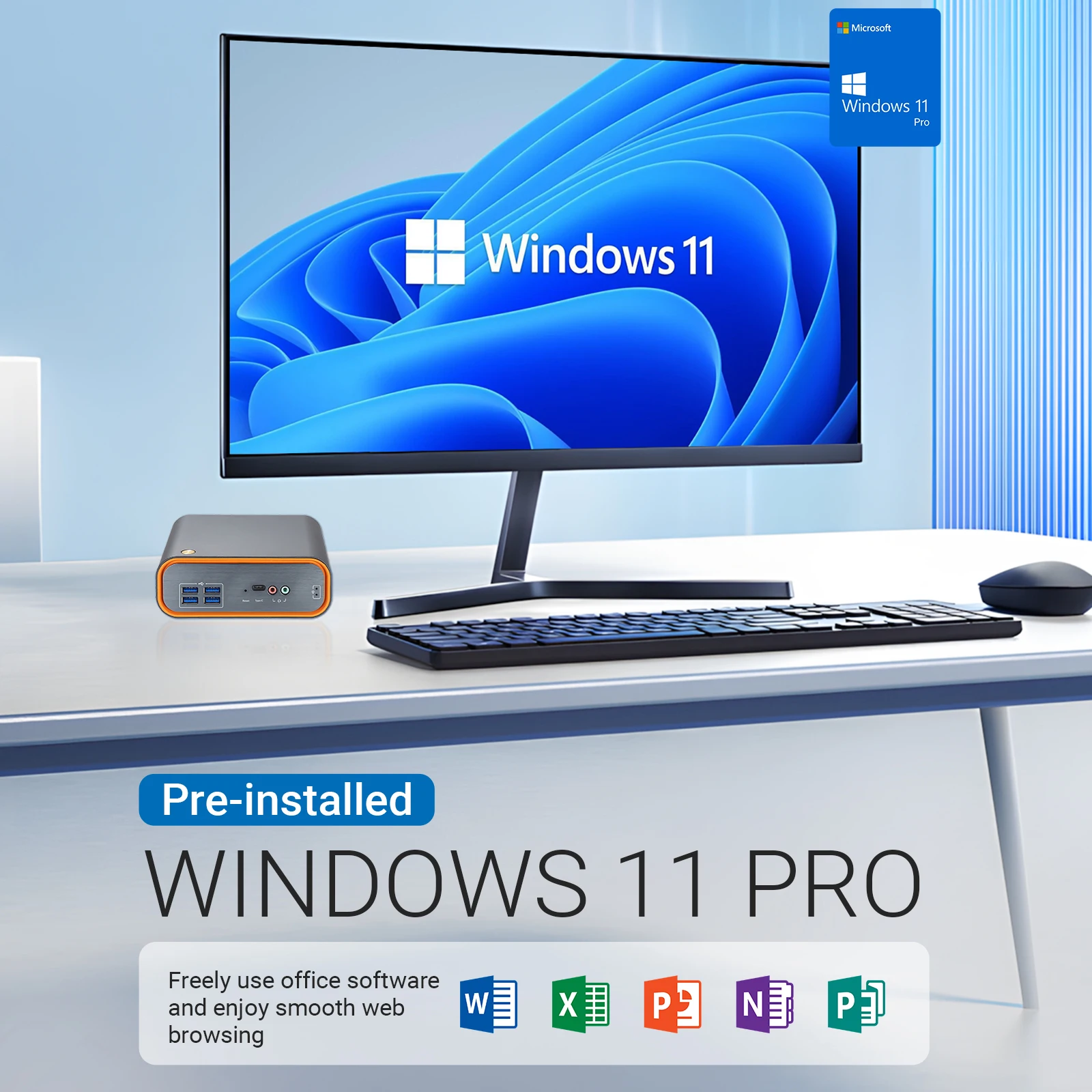 VNOPN mini pc i3 1215U 12th CPU 6C/8T DDR5 4K 8K 2LAN TYPE-C mini computer da gioco WIFI Windows 11 mini pc tascabili micro computer