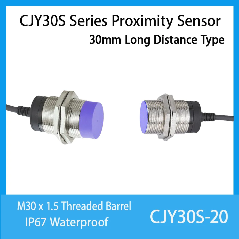 cntd-cjy30s-20-m30型、埋め込み式、長距離検知、npn、no接点、20mm、10-30vdc、3線式、ip67、ニッケルめっき真鍮製、産業用スイッチ