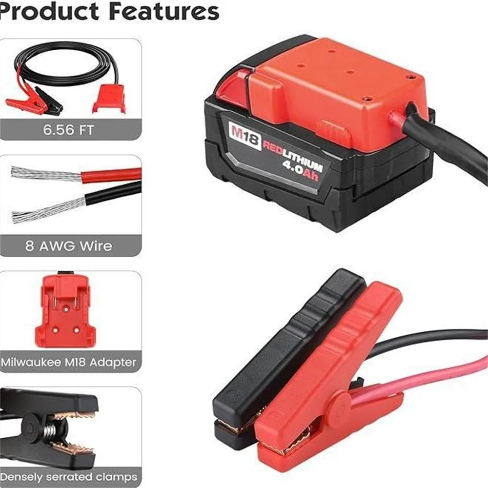 Car Battery Igniter Automotive Emergency Power Kits 8AWG Cable 6.56ft For Milwaukee M18 Jumper Starter Jump Kit Power Tool Line