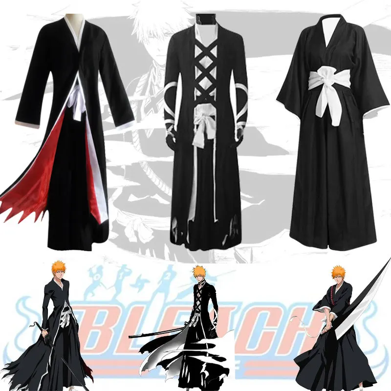 Аниме отбеливатель Kurosaki Ichigo Косплей Tensa Zangetsu костюмы Die Pa Soul Social Shinigami комплект кимоно Mugetsu униформа