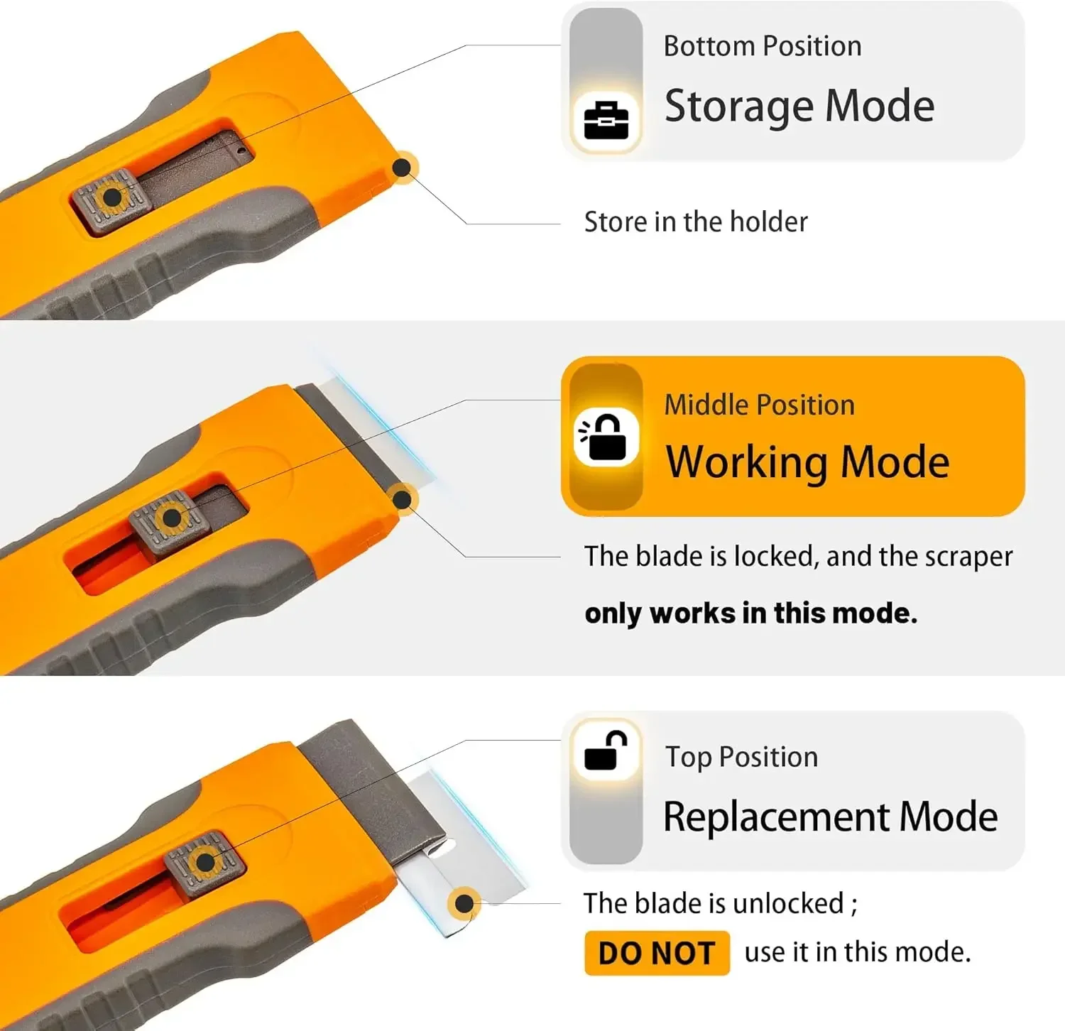 Professional Ceramic Scraper Knife Blade Non Scratch Glass Scraper Tool for Stove Oven Cleaning with Integrated Blades