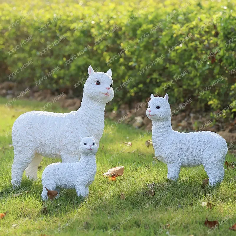 Courtyard Decoration Outdoor Garden Lawn Decorations Resin Simulation Alpaca Small Animal Fairy