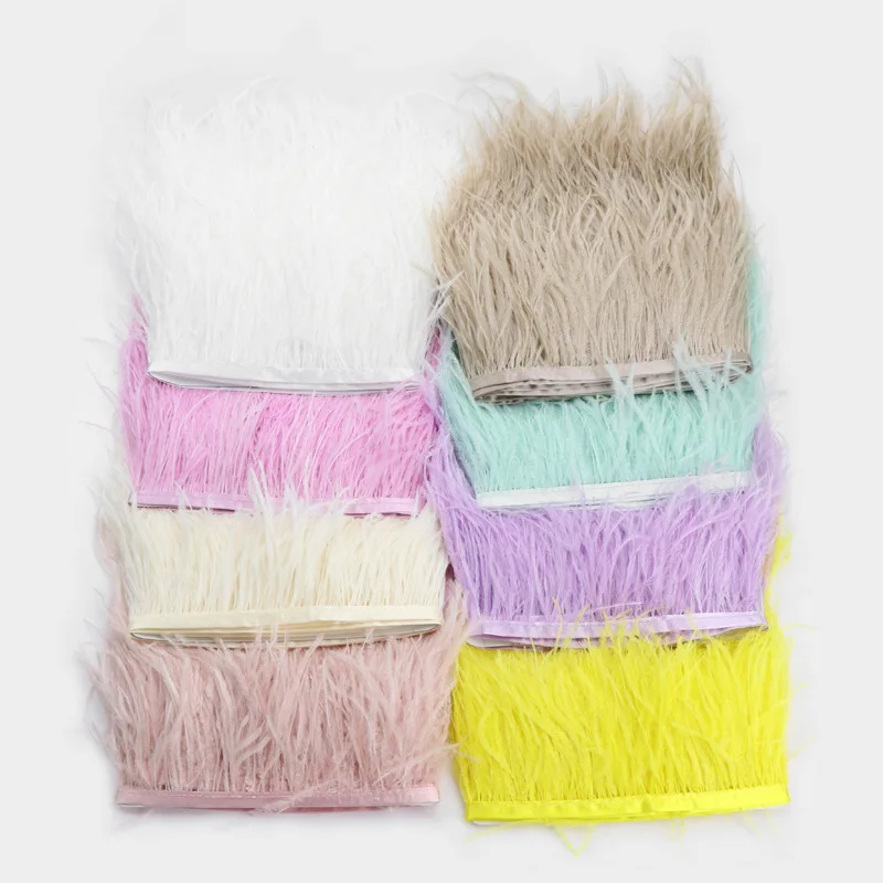 Colorful Ostrich Feather Lace 10-15cm Fabric Edge Trim for Dance Stage Costumes Dress Accessories