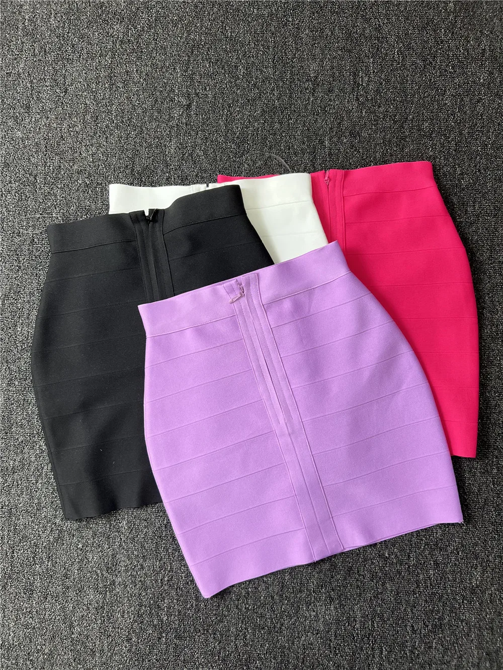 4 Colors 42CM Length Elastic Stripe Bandage Skirts Women High Waist Bodycon Mini Pencil Skirts High Street Evening Club Party