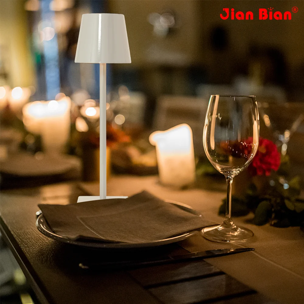 Jianbian LED Restaurant table lamp Touch Dimming Rechargeable Hotel bar Bedside decoration dimmable cordless desk lamp wireless