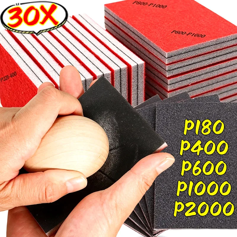 180-2000 Grit Sanding Sponge Pad Flexible Sanding Pad Polishing Abrasive Sponge Sandpaper Reusable Wet Dry Grinding Sand Block