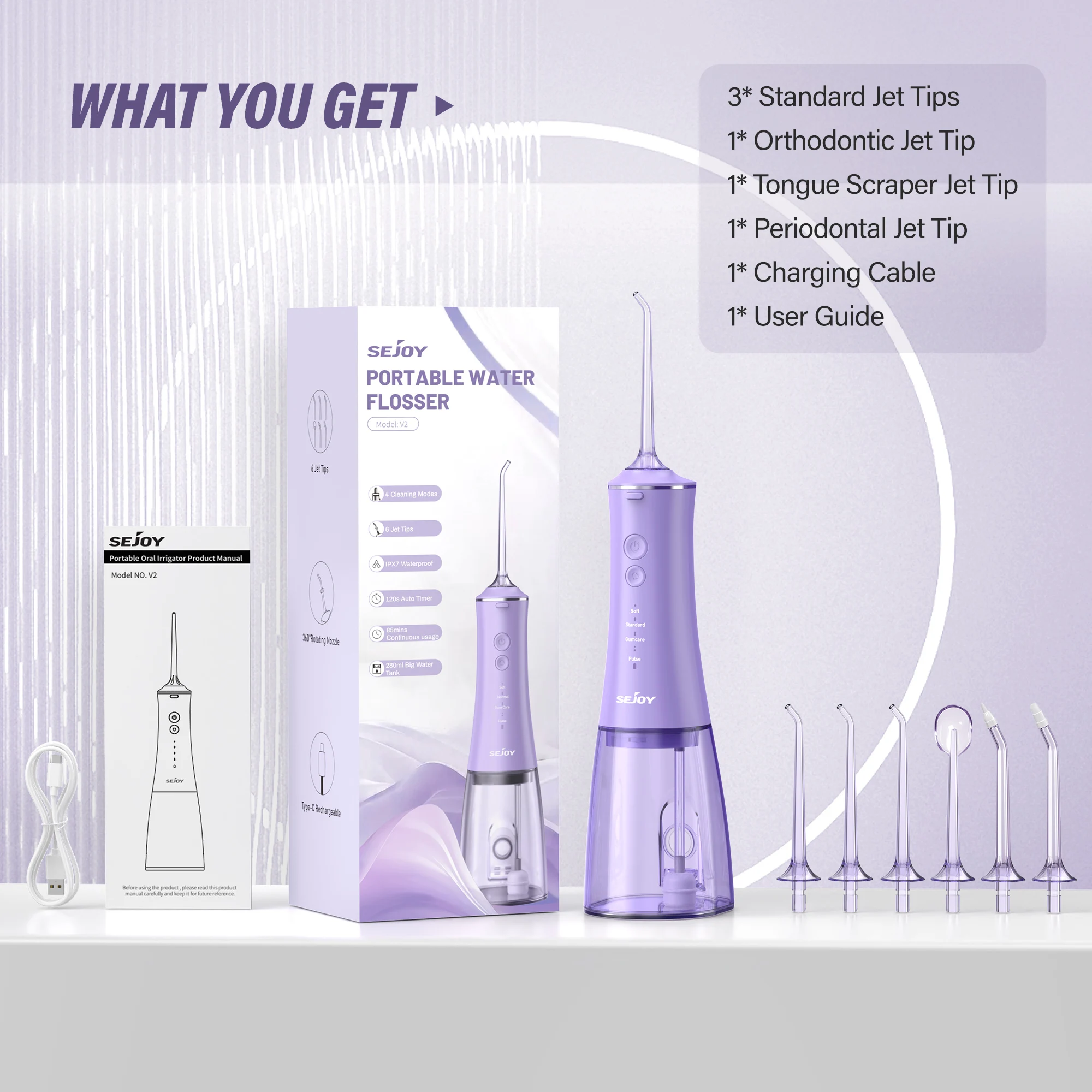 Oral Irrigator Portable Dental Water Flosser Thread Teeth Pick Mouth Washing Machine Rechargeable IPX7 Waterproof Teeth Cleaner