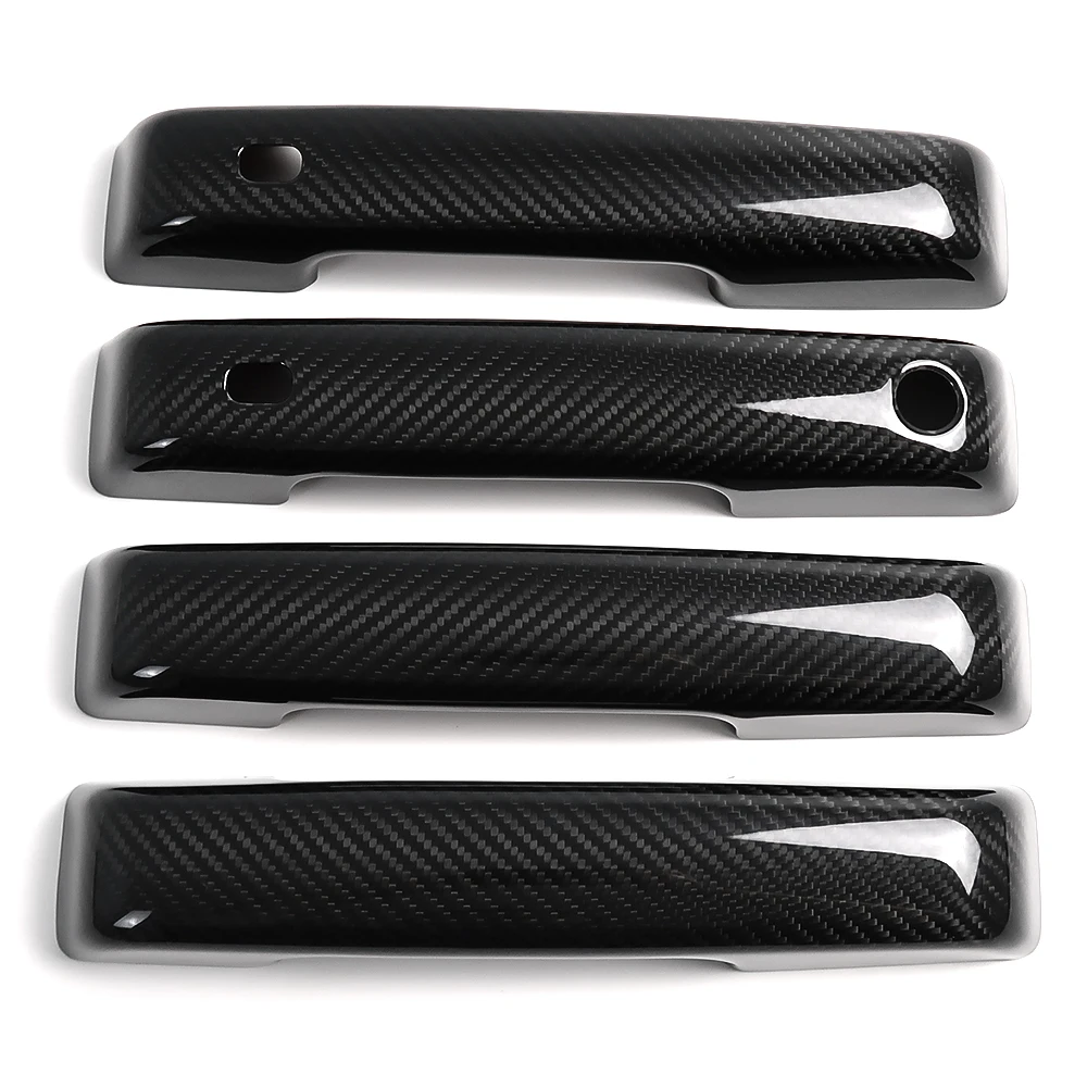 For Ford F-150 F150 Raptor R Lariat 2021+ Outer Side Four Door Handle Cover Dry Carbon Fiber Exterior Accessories