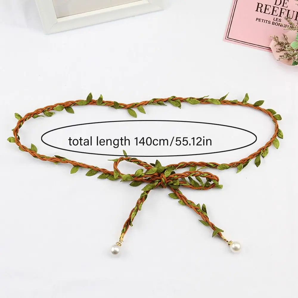 Blad Etnische Stijl Taille Riem Parel Kralen Bohemian Lederen Geweven Taille Ketting Taille Tailleband Tailleband Decor Jurk Decoratie Dagelijks