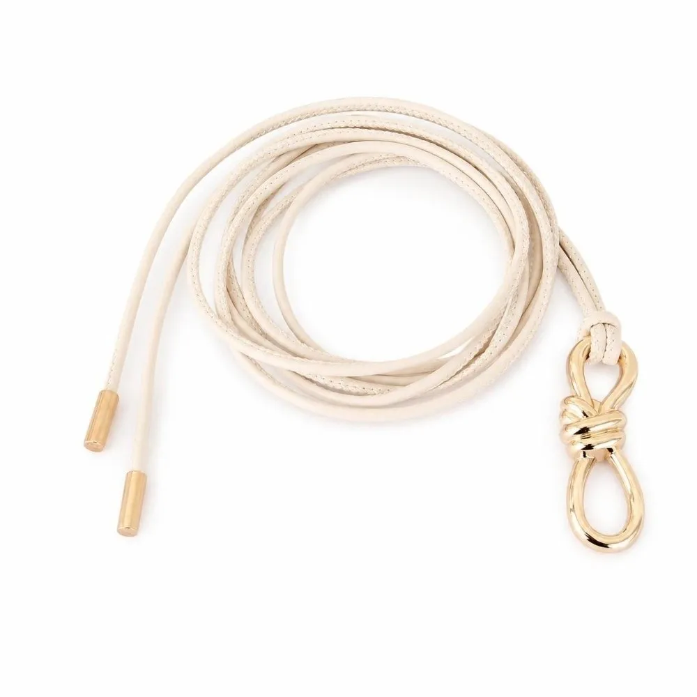 Fashion Knotted Leather Waist Belt Adjustable Simple Thin Women Belt Long Length Solid Color Waist Chain for Dresses