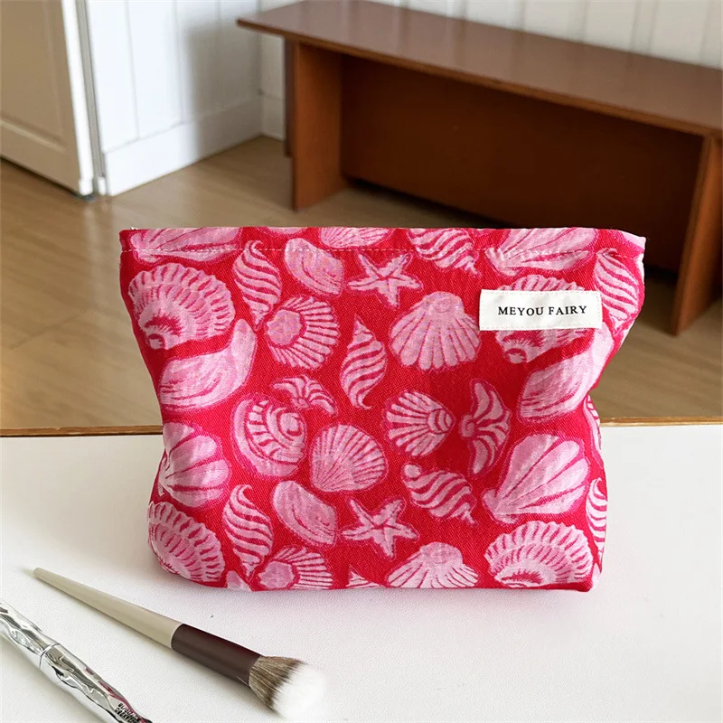 Bolsa de maquillaje francesa de gran capacidad y alta calidad estética, bolso de mano para mujer para viajes, neceser de tela.