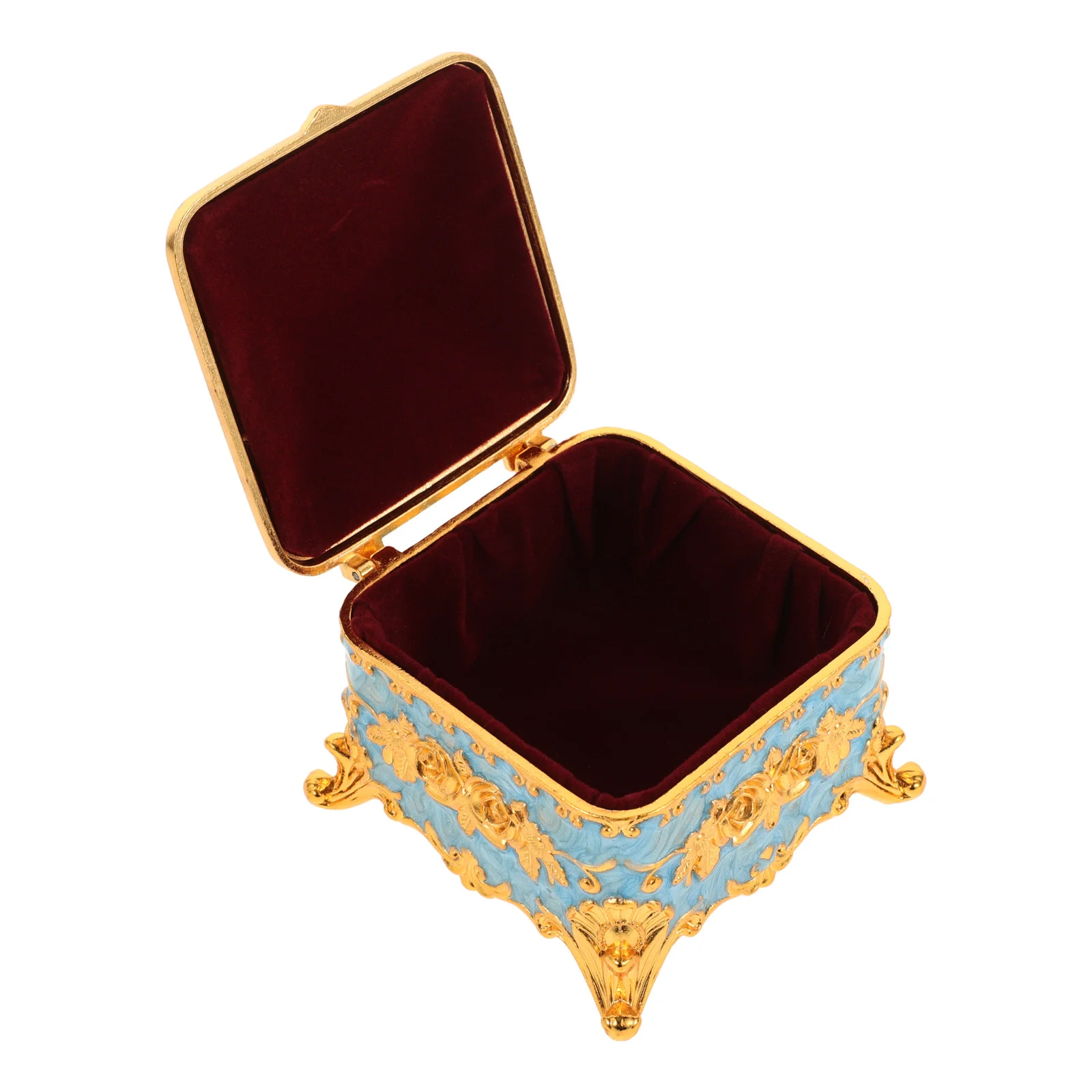 

Vintage Jewelry Box Retro Delicate Zinc Alloy Jewelry Storage Organizer Trinket Case Earring Necklace Ring Holder Desktop