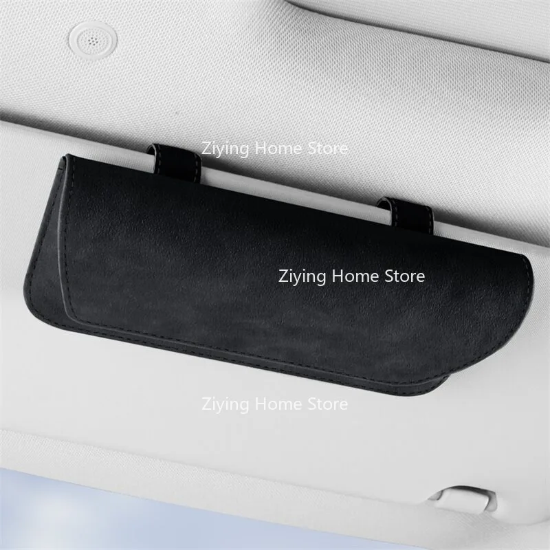 Sunglasses Case Clip Hanger Magnetic Sunglasses Holder PU Leather Card Ticket Storage Box Eyeglasses Holder for Car