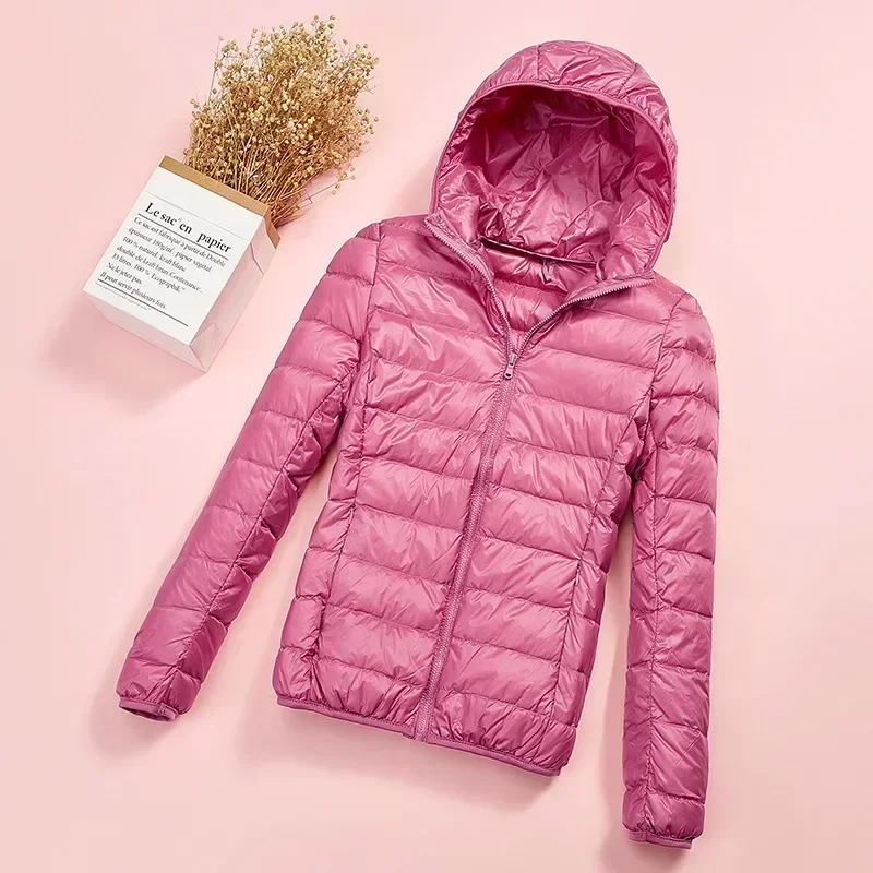 2024 plus Größe 7xl 6xl 5xl Herbst Damen leichte Daunen mäntel Kapuzen jacken Herbst wasserdicht packbar Winter warm weiblich – Detail 10