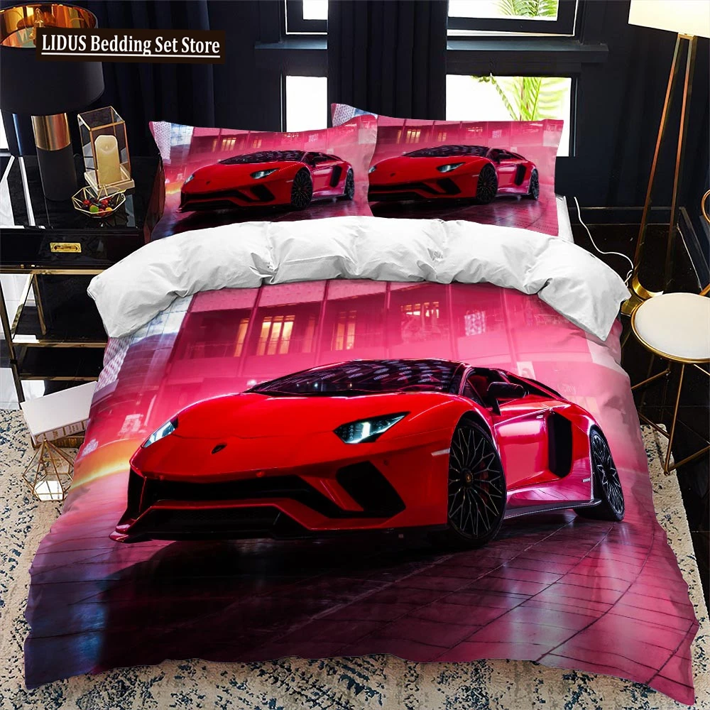 

Sports Car Duvet Cover Set Luxury High Quality 3D Printed Bedding 2/3pcs Double Queen King Bedclothes Adults Boys Home Textile