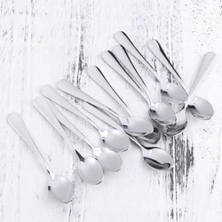 12 Pcs Ice Cream Spoon Yogurt Spoon Stainless Steel Spoon Mini Spoon Coffee Stir Spoons Milk Cake Eating Spoon Table Teaspoons