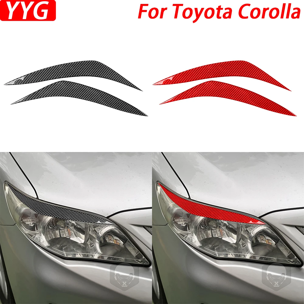 

Для Toyota Corolla 2007-2013 настоящее углеродное волокно, передняя фара, накладка для бровей, декоративная наклейка для автомобиля, аксессуары для модернизации