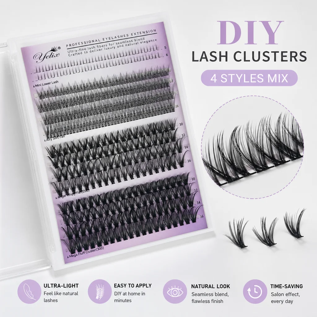Lash Fan Volume - رموش ييليكس DIY المجمعة، رموش سفلية