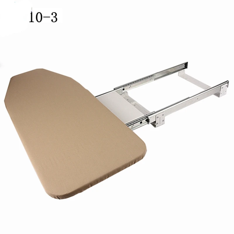 

Space saving furniture pull out slide rotary drawer mounted hide away ironing center shelf mounted ironing board