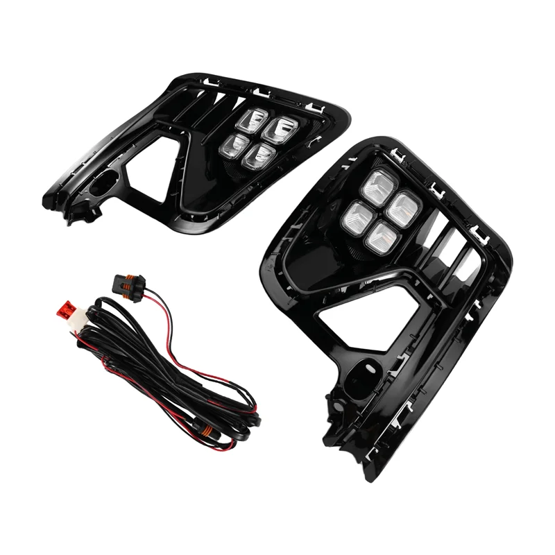 

For Kia RIO 2022 2023 Car Front Bumper DRL LED Fog Lamp Cover Daytime Running Light With Yellow Turn Signal Day Light