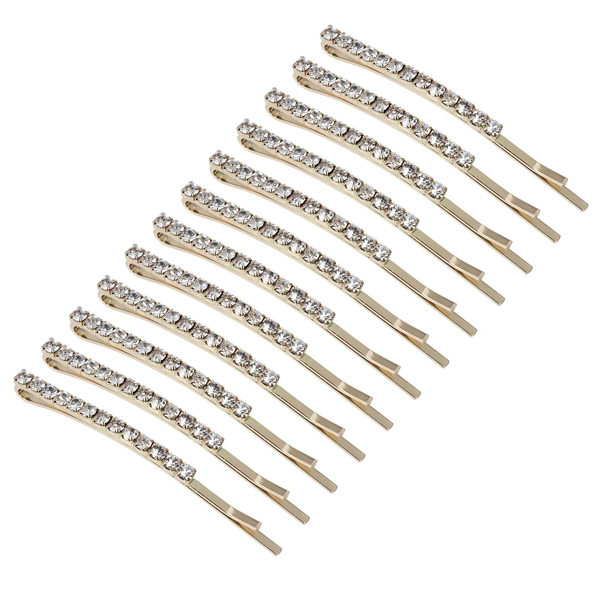 

12 Pcs Rhinestone Hair Clips Women Barrettes Diamond Decorative Pins for Wedding Party Daily Use Thin Hair Accessories