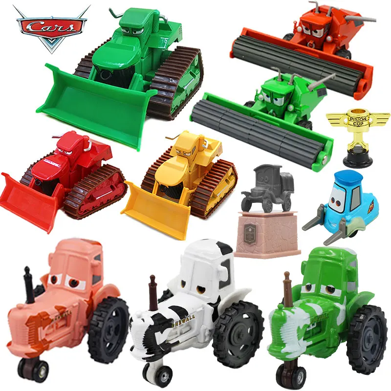 1:55 Disney Pixar Cars 2 3 Lightning Mcqueen Deluxe Frank Tractor Bulldozer Metal Model Car Diecast Vehicle Toy For Children Kid